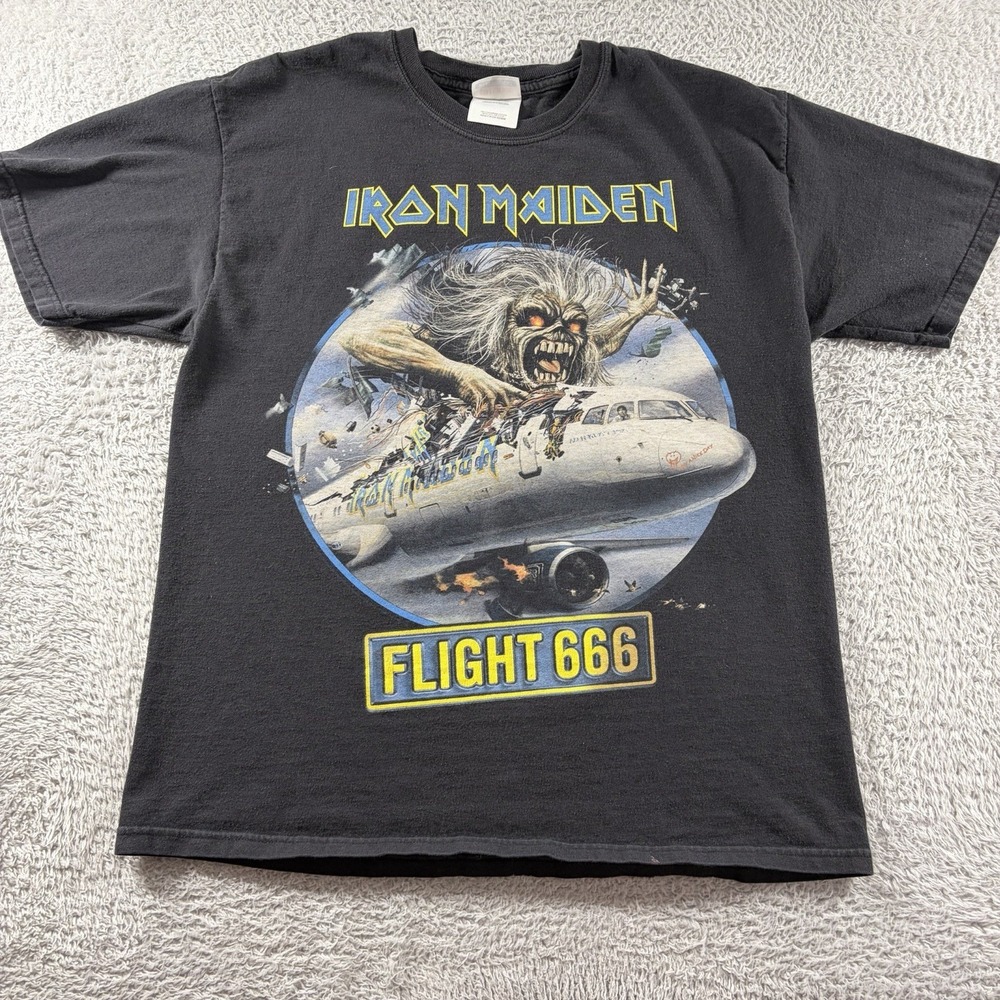 Iron Maiden Flight 666 Shirt Mens Medium Black Heavy Metal Band Tee Eddie